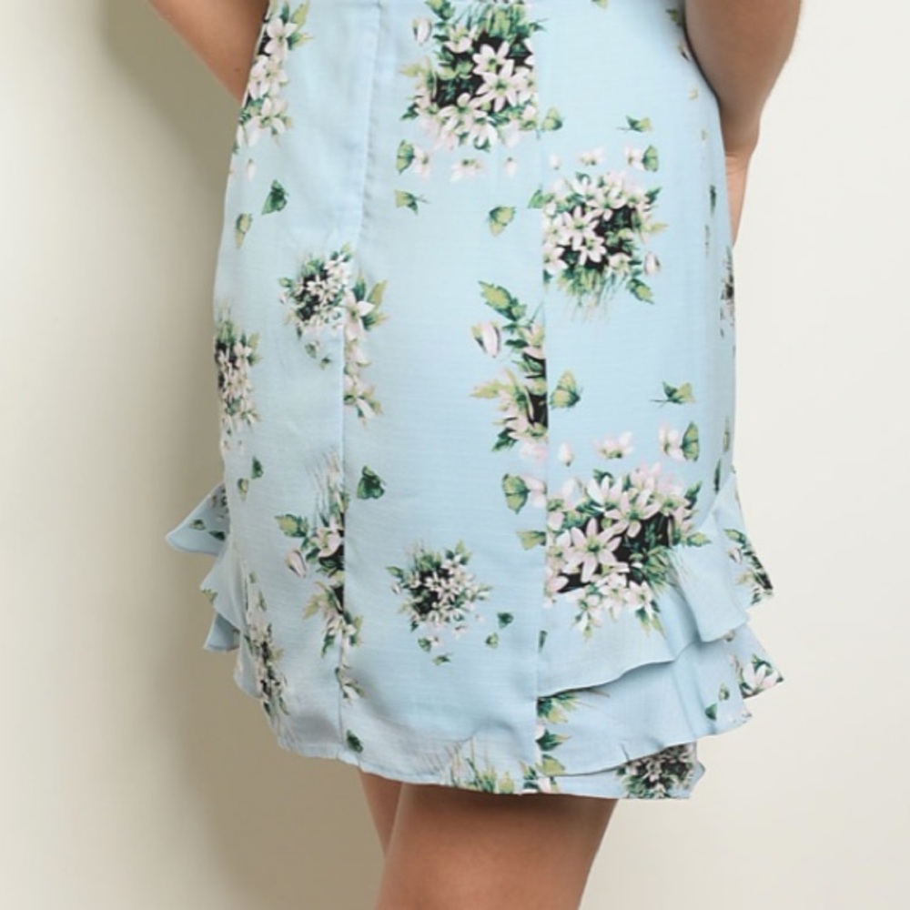 Brand New Floral Light Blue Off Shoulder Dress - Picture 6 of 8
